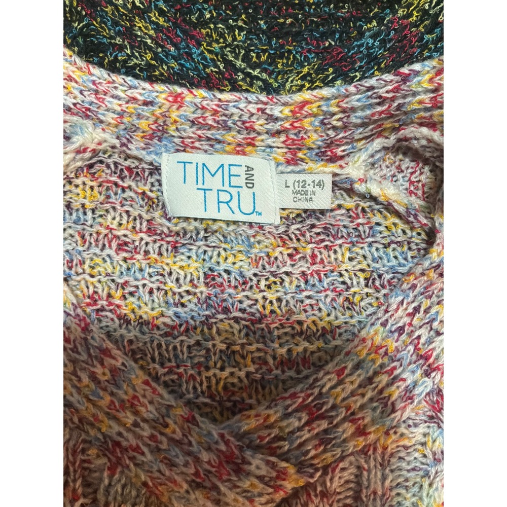 Cottagecore Womens Time and Tru Marled Knit Sweater Bundle L Multicolor - Picture 2 of 7